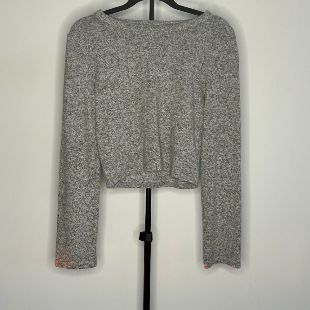 Zara | Cotton Trafaluc Cropped Long Sleeve Cotton Shirt | Heather Gray | Size M‌ - Picture 5 of 6